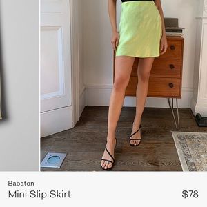 Babaton Mini Slip Skirt in Neon Yellow Size 8